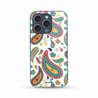 Paisley Pattern Saree Glass Case Back Cover For All Mobile Models