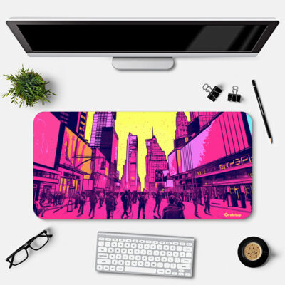 Time Square NY Neon Desk Mat