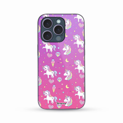 Unicorn Pattern Glass Case Back Cover For All Mobile Models