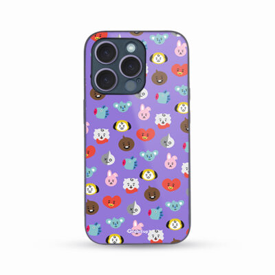 Cute Emoji Pattern Glass Case Back Cover For All Mobile Models