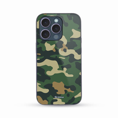 Military Green Camo Glass Case Back Cover For All Mobile Models