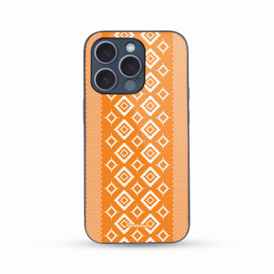 Orange Vintage Traditional Saree Pattern Glass Case Back Cover For All Mobile Models