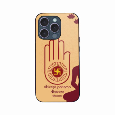 Ahimsa Paramo Jain Glass Case Back Cover For All Mobile Models